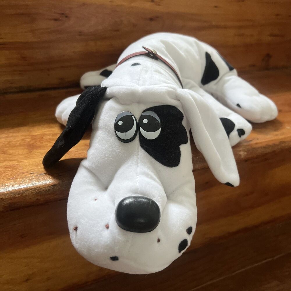 Pound Puppies White Dalmatian Black Spot Dog Plush Stuffed Animal With Collar